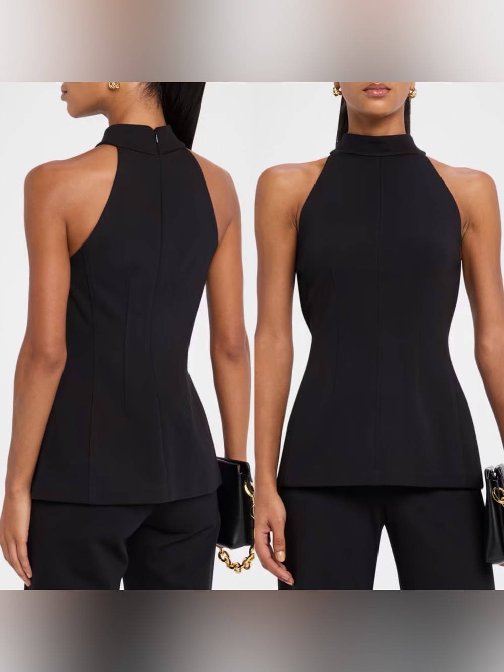 NWT Veronica Beard Johanne Halter Top in Black